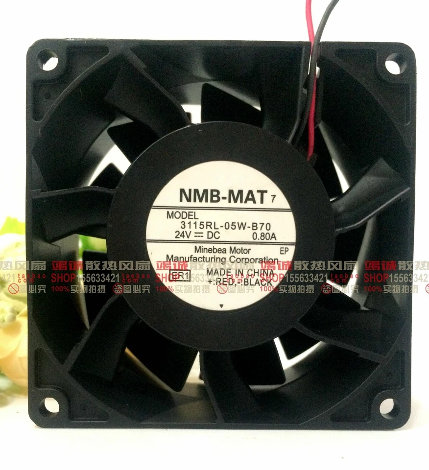 1pc 3115RL-05W-B70 Cooling fan full waterproof 24v 0.8A 80*38mm 2pin - Image 1 of 1