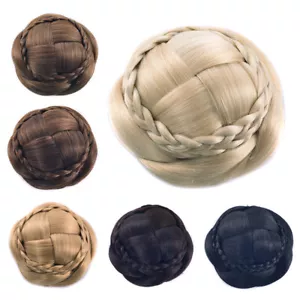 6colors Women Braided Clip In Hair Buns Synthetic Hair Chignon Roller Hairpieces - Picture 1 of 18