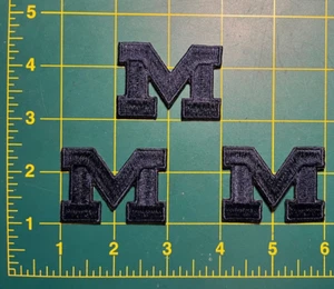 University of Michigan patch iron on 2" wide heat seal UMich u of m M patch 3 pc - Picture 1 of 4