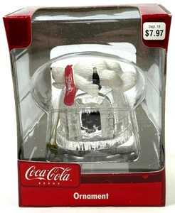 Coca-Cola Polar Bear Igloo Ornament Santa’s Best Glass Look Holiday Decoration - Picture 1 of 5