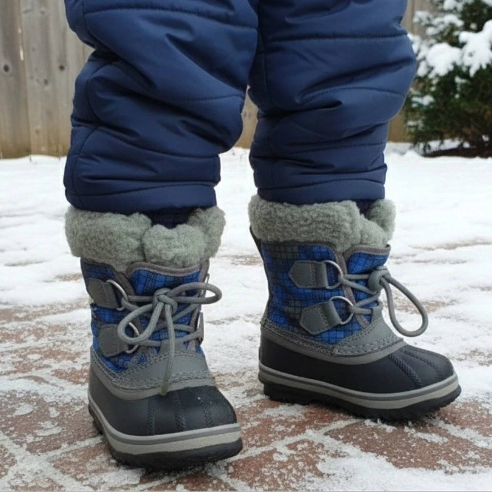 Sorel Niño Pequeño Niño Talla 7 YOOT PAC Impermeable Invierno Botas de Nieve Azul Gris Foto 1 de 4