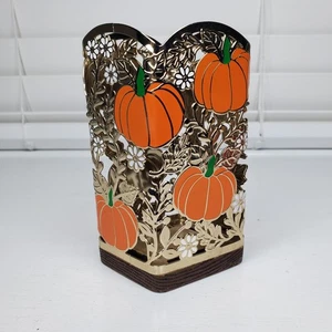 Bath & Body Works Gold Pumpkin Hand Soap Holder With Wooden Base - Picture 1 of 12