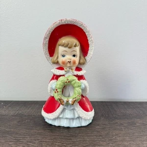 Vintage Large Thames Christmas Girls Red Coat Bonnet Sugar Trim Japan 6-1/2" - Picture 1 of 8