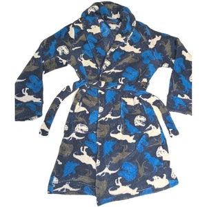 Boys Mac Henry Fleece Dinosaur Bath Robe W/ Belt And Pockets Size 14/16 - Picture 1 of 4