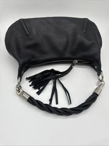 Alfani schwarze Echtleder Hobo Schultertasche silberne Akzente wunderschön! - Bild 1 von 7