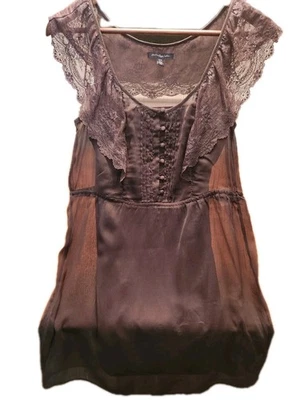 American Eagle Slip Dress Cami Lined Dark Grey XS  Romantic Goth Dark Academia - Image 1 of 4