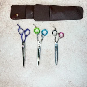 Freebird Grooming Shears Set: 6 Thinning, 7 Straight, 6.5 Curved Case - Picture 1 of 10
