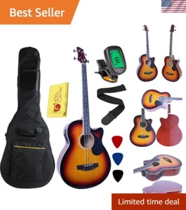 4-String Sunburst Acoustic-Electric Bass with Adjustable Truss Rod & Accessories - Picture 1 of 9