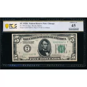1928A $5 Chicago FRN PCGS 45 - Picture 1 of 2