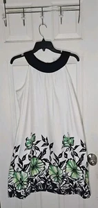 New Directions Halter Dress Womens 12 Floral Mini Shift Boho Peasant Stretchy - Picture 1 of 7