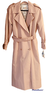 Vintage London Fog Women’s Belted Long Trench Coat Size 10 Misty Rose NWT