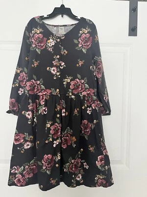 女童 Carter's 黑色花卉连衣裙 12 码 — 第 1/4 张图片