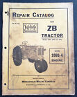 Minneapolis Moline Models ZB Tractors Dealer Repair Parts Catalog