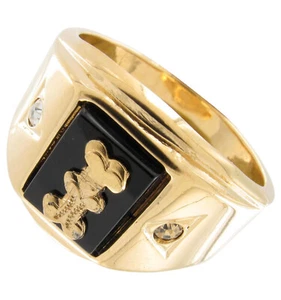 Black Onyx Initial Signet Gold Ge "I" Sz 13 Mens Ring - Picture 1 of 3