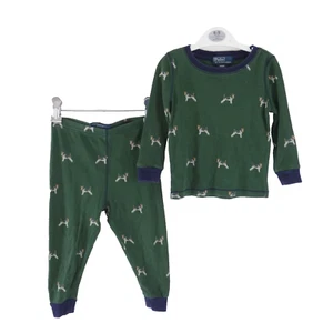 Polo Ralph Lauren Toddlers Pyjama Set Loungewear Green Dog Print Size 2 Years - Picture 1 of 9