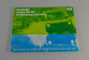 Zusatz-Betriebsanleitung/Manual Talbot Matra Rancho from Model Year 1981 - Bild 1 von 2