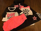 Justice Girls Dance Black Pink Sweatshirt Sweatpants Capris and Shirts 7