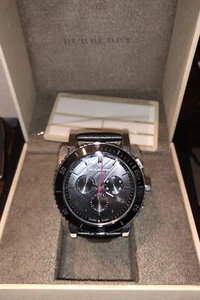 Burberry BU9382 Chronograph Black Dial Leather Band Men's Watch - Picture 1 of 8