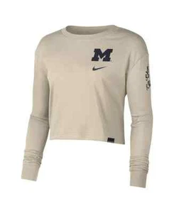 Nike University of Michigan Women’s Varsity Letter Cropped Long Sleeve Shirt Sm - Picture 1 of 8