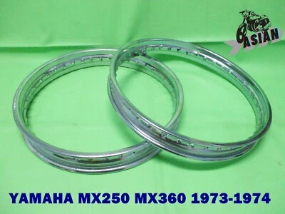 YAMAHA MX250 MX360 1973-1974   Front & Rear Chrome Steel Wheel Rim   **as1921** Foto 1 de 4