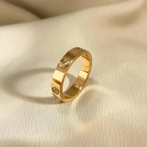 Moderno anillo de amor de acero inoxidable color oro rosa para mujer hombre pareja circo brillante - Imagen 1 de 24