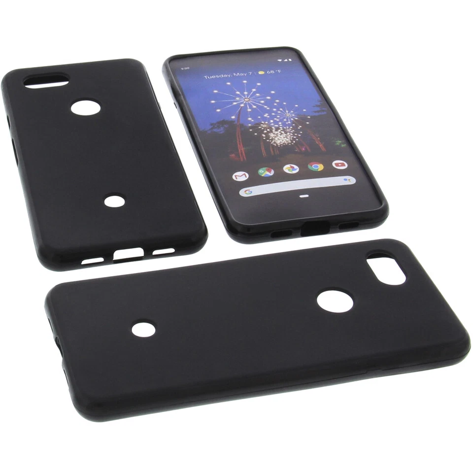 Custodia per Google Pixel 3A Borsa Protettiva Cellulare TPU Gomma Nera - Immagine 1 di 4