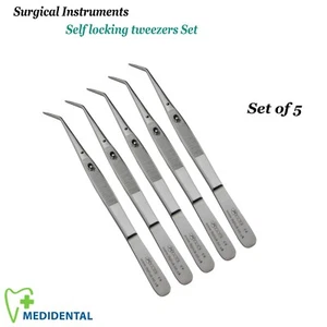Selbstsichernde Pinzette Zahnverband Präparieren Oralchirurgie Pinzette - 5er Pack - Bild 1 von 4