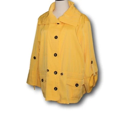 RUBY ROAD Woman (18W) High Neck Jacket w/Drawstrings & Buttons Yellow - Image 1 of 4