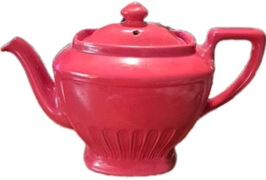Vintage seltene Farbe Hall China 6 Tassen Hollywood Teekanne in chinesischer roter Farbe Made USA - Bild 1 von 6
