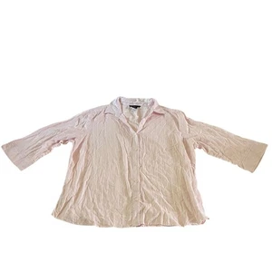Light Pink Half Sleeve Textured Casual Button Up Top Plus Size 2X Work Office - Picture 1 of 9