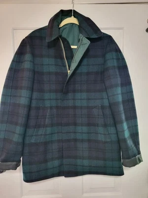 Vtg 50s Mens Pendleton Reversable Wool Rain Jacket Black Watch S M Chest 42  - Image 1 of 4