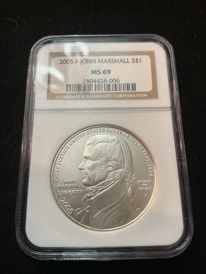 2005-P John Marshall $1 Commemorative Dollar NGC MS69 - Image 1 of 4