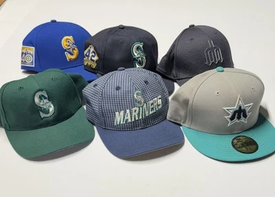 Lot x6 Seattle Mariners Hat Cap Some Vintage Logo 7 Sports Specialties New Era - Image 1 of 4