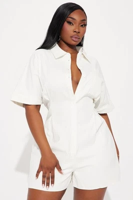 Nuevo con etiquetas Moda Nova Ivory Press The Facts Mameluco Manga Corta 2X Foto 1 de 4