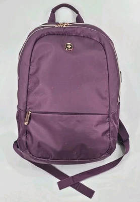 Swiss digital Purple/Pink Remi Padded Laptop Backpack USB Charge Port 7 Pockets - Image 1 of 4