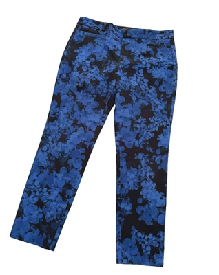 Banana Republic Women’s Size 10 Black Sloan Pants Blue Floral - Image 1 of 4