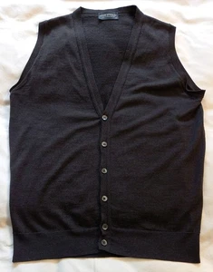 JOHN SMEDLEY HUNTSWOOD EXTRAFINE MERINO WOOL WAISTCOAT GREY SIZE M - Picture 1 of 9