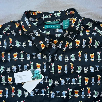 CUBAVERA Shirt Men's XXL Short Sleeve Button Slim Fit Cocktail Drink Print NWT - Image 1 of 4