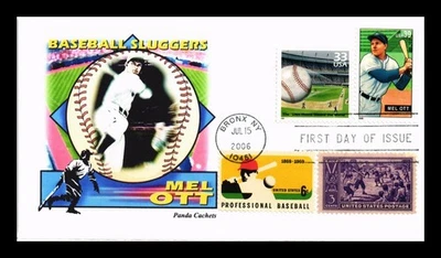 DR JIM STAMPS US COVER MEL OTT BASEBALL SLUGGERS FDC COMBO PANDA CACHET - Image 1 of 2