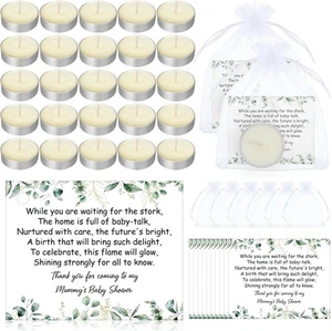 Sinmoe 50 Sets Baby Shower Favours Candles for Guests Tea Light Candles Thank - Picture 1 of 1