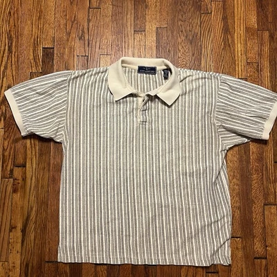 Polo John Ashford Vintage Talla Mediana Usado en Excelente Condición 100% Algodón Crema Rayas Foto 1 de 4