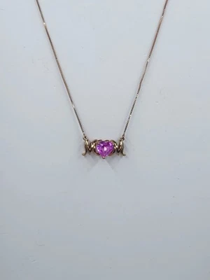 Colgante Samuel Aaron Mamá con Corte Corazón Laboratorio Creado Zafiro y Cadena, Oro Rosa Foto 1 de 4