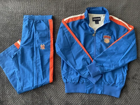 Vintage 90s Starter New York Knicks Warm Up Suit - Jacket Pants Men’s LARGE Cover