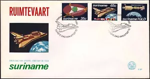 SURINAM 1982 Peaceful Uses of Space,Satellites,Space Shuttle,Apollo-Soyuz,FDC - Picture 1 of 1
