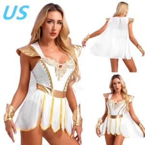 Womens Halloween Toga Costume Ancient Greek Roman Empress Princess Cosplay Set - Picture 1 of 26