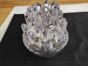 Vtg. mcm glass candlholder sculpture; protrusion capsule design. - Picture 1 of 12