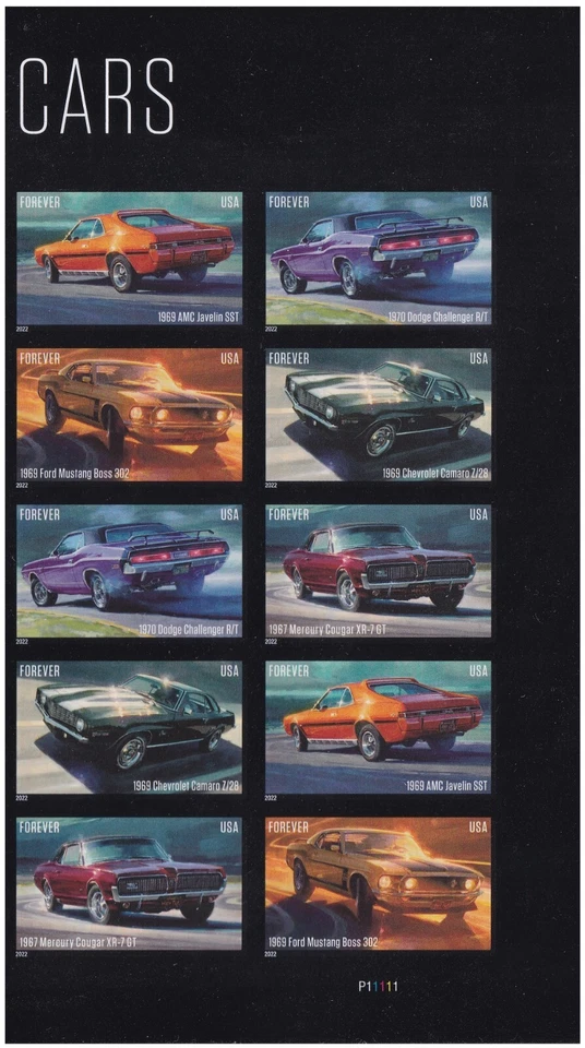 US 5715a-5719a 5719c Pony Cars imperf NDC plate block 10 LR MNH 2022 - Image 1 of 1