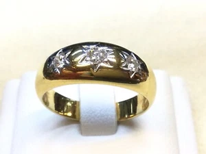 Anello Diamanti Oro 20K Fatto a mano Oro Thailandese 0,24Ct Anelli Tri Stella Diamante Taglia 6,5 - Foto 1 di 16