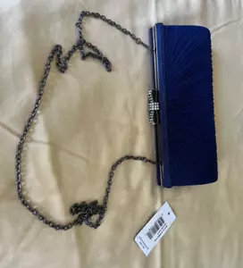 SASHA HANDBAG Navy fabric Clutch/crossbody/shoulder with sparkly bow closure - Picture 1 of 3