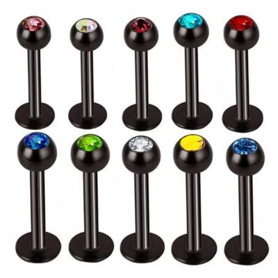 10Pcs 16G Surgical Steel Nose Studs Labret Lip Ring Ear Tragus Studs CZ Piercing - Image 1 of 4